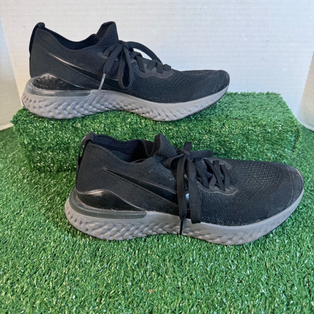 Nike Epic React Flyknit 2 Womens 8.5 Black Grey Running Shoes BQ8927-001
